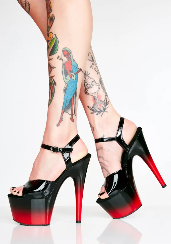 Pleaser - ADORE-709BR-H 12 - Black Patent/Black-Red