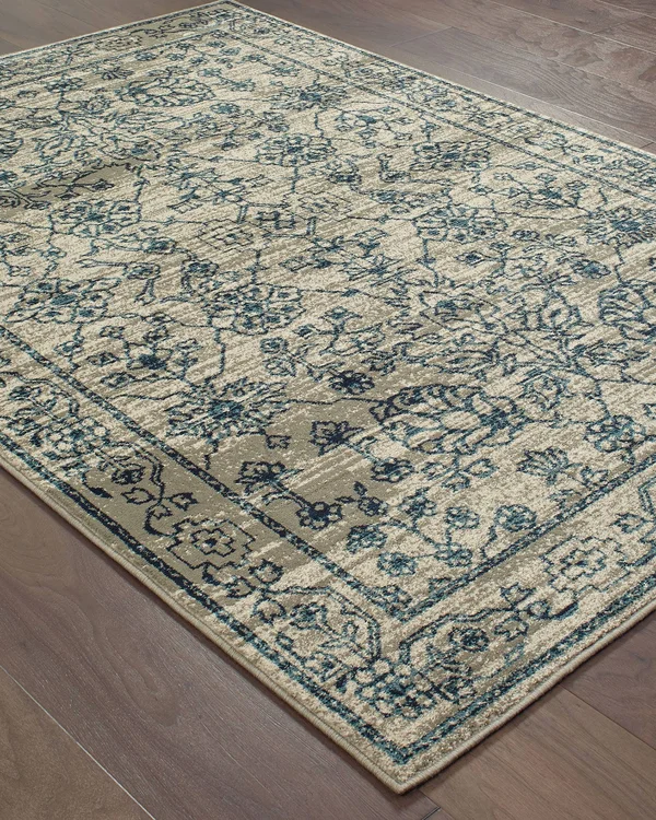 Oriental Weavers Linden 7804C Beige/ Navy Area Rug 2& 3x22 x 7& 6x22 Runner