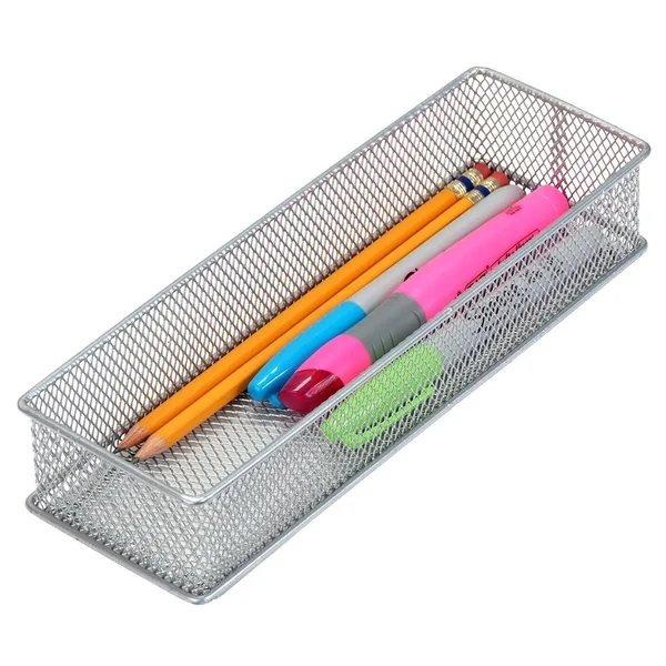 YBM Home Silver Mesh Desk Drawer Organizer Tray for Home and Office (12, 3x6x2 inch)