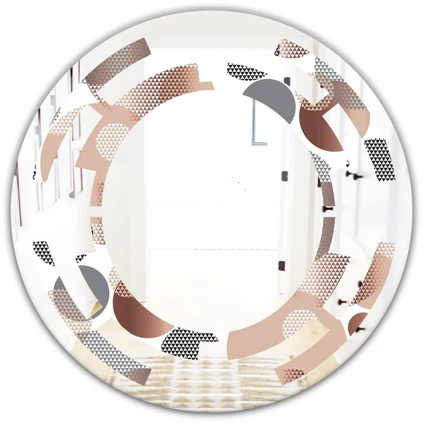 Designart 'Circular Abstract Retro Geometric XIII' Modern Round or Oval Wall Mirror - Space - 24 in. Wide x 24 in. High