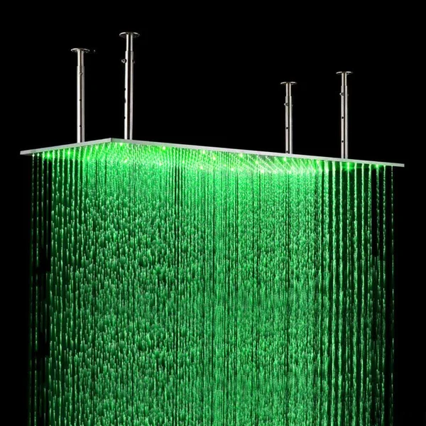 12x22x24x22 Rainfall LED Shower Set Double-Function Valve, Brass Handheld Shower Brushed Stainless Steel, 12 x 24 x 0.4 inches