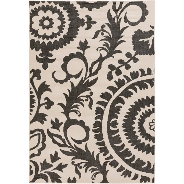 2x8 ft Surya Big Pine Floral Indoor Outdoor Rug, Red