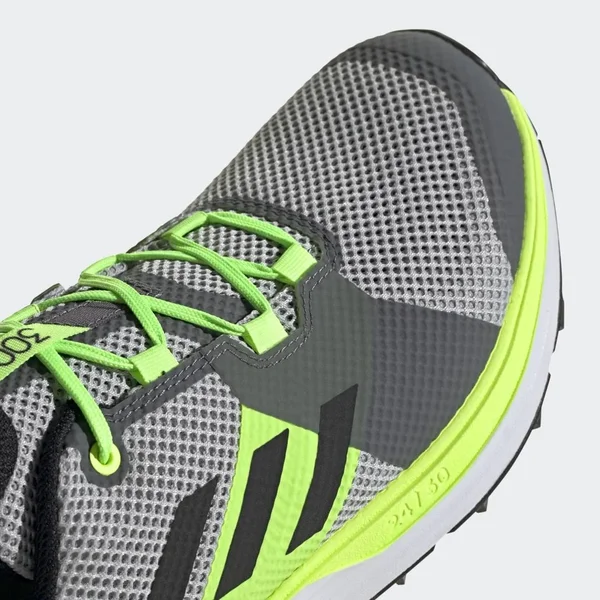 Adidas Terrex Two Trail Running Shoes - Men's - Grey Two - Core Black, Signal Green - 12