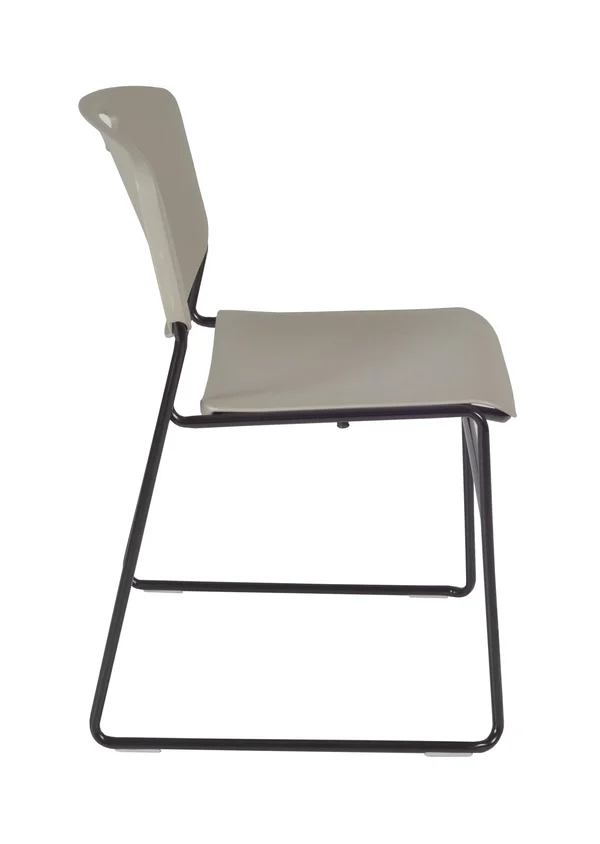 Regency Kobe 36x22 Round Breakroom Table- Mocha Walnut & 4 Zeng Stack Chairs- Grey
