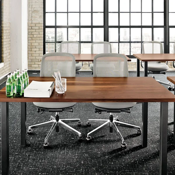 Room & Board, Modern Parsons Leg 40W 40D Square Table w/ 2x22 Leg, Maple Top w/ Natural Steel Base