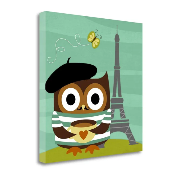 Owl in Paris by Nancy Lee, 24x22 x 24x22 Fine Art Giclee Print on