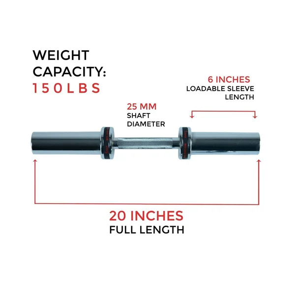Sunny Health & Fitness 20x22 Olympic Single Dumbbell Handlebar with Ring Collars - Ob-20