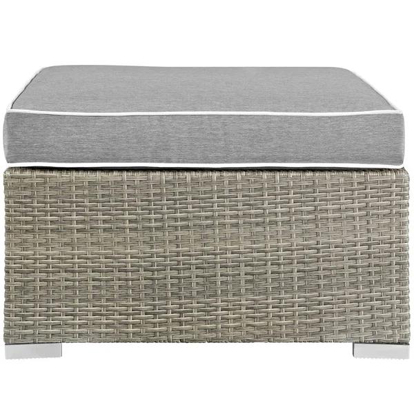 Modway Light Gray White Repose Outdoor Patio Upholstered Fabric Ottoman
