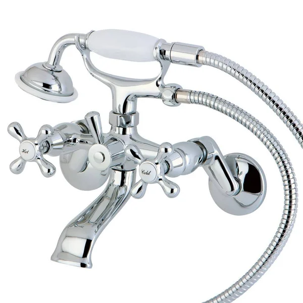 Kingston Brass KS266PB Tub Wall Mount Clawfoot Tub Filler with Hand Shower, Polished Brass