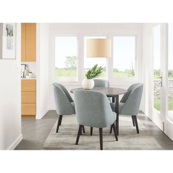 Room & Board - Modern Cora Side Chair in Declan Natural w/ Charcoal Legs White Brown - Performance Fabric