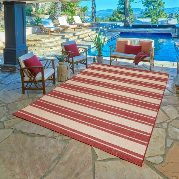 Gertmenian Paseo Castro Grain Indoor/Outdoor Rug - Red, 5x7 ft