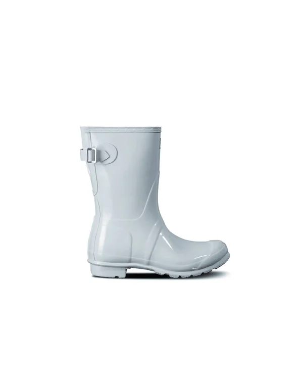 Hunter Women's Original Short Back Adjustable Gloss Rain Boots - Blue