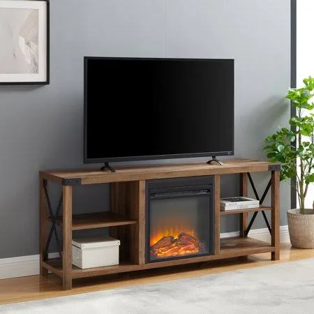 Magnolia Reclaimed Farmhouse Fireplace TV Stand by Desert fields - Size: 15.5\