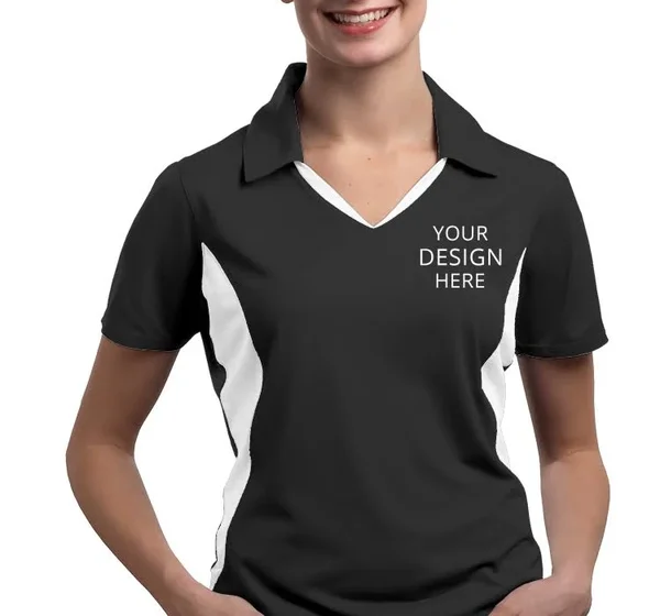 Custom Embroidered Sport - Tek Women's Polo Shirts - Ladies Side Blocked Micropique Sport-wick? Coaches Polo - Size: L, Black/W