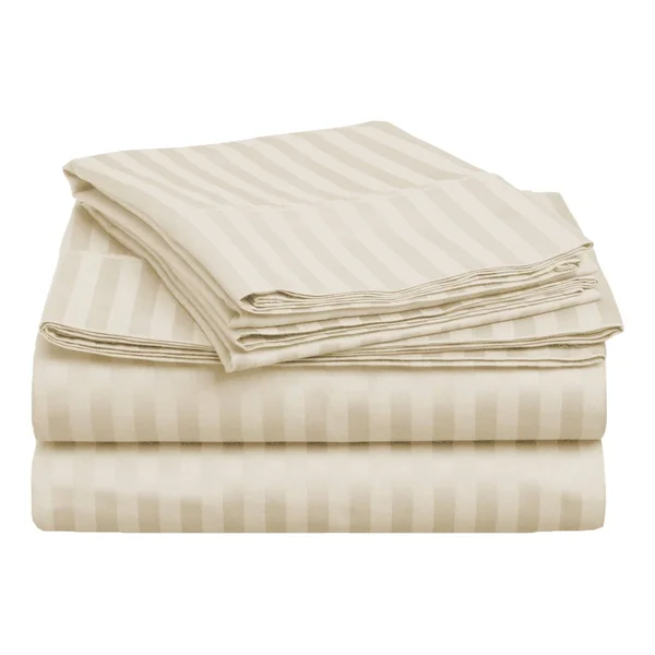Superior 400 Thread Count Combed Cotton Striped Sheet Set Single Hunter Green California King