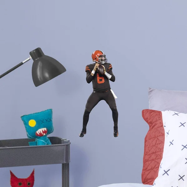 Baker Mayfield for Cleveland Browns: Color Rush - Officially Licensed NFL Removable Wall Decal Life-Size Athlete + 8 Wall Decals