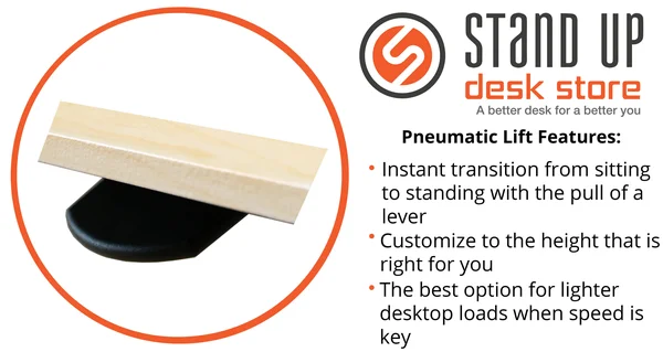 Stand Up Desk Store Pneumatic Adjustable Height Standing Desk Computer Workstation (Black Frame/Matte Black Top, 56x22 wide)