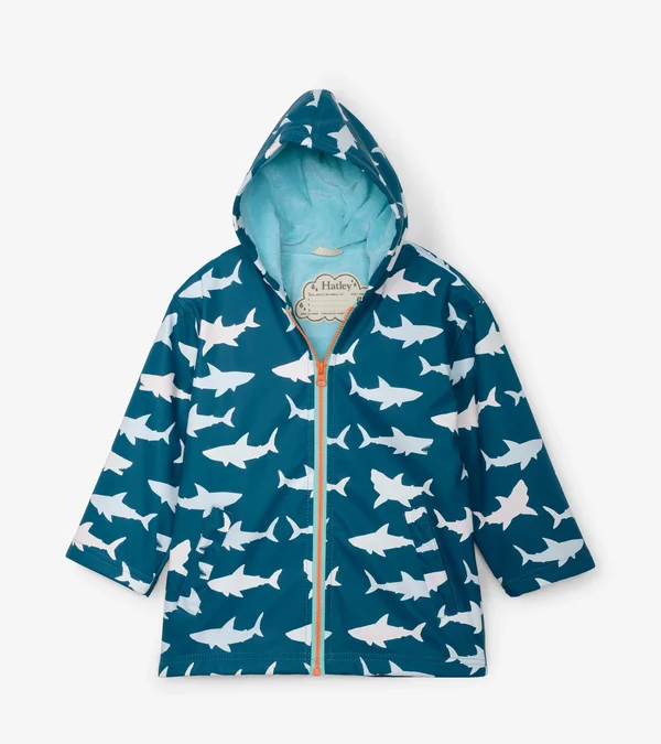 Hatley Color Changing Splash Jacket Great White Sharks 2