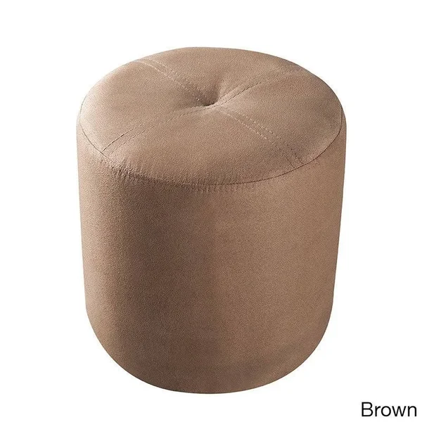 Porch & Den Lodo Wynkoop Round Upholstered Stool Ottoman - Black