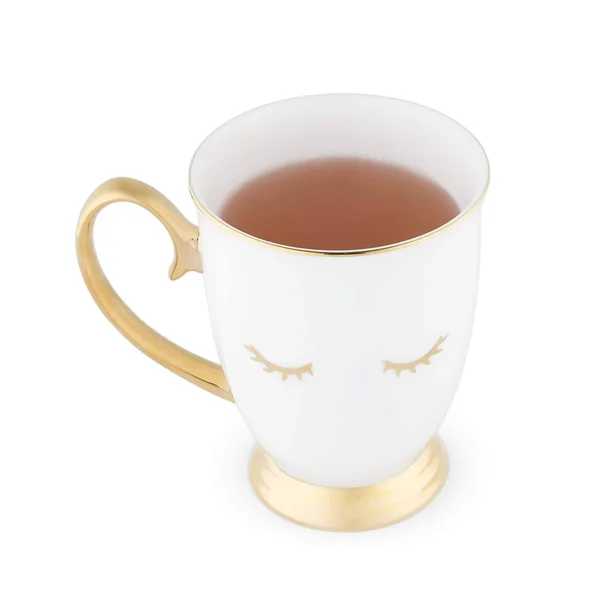 Taza blanca pesta馻s pinky up