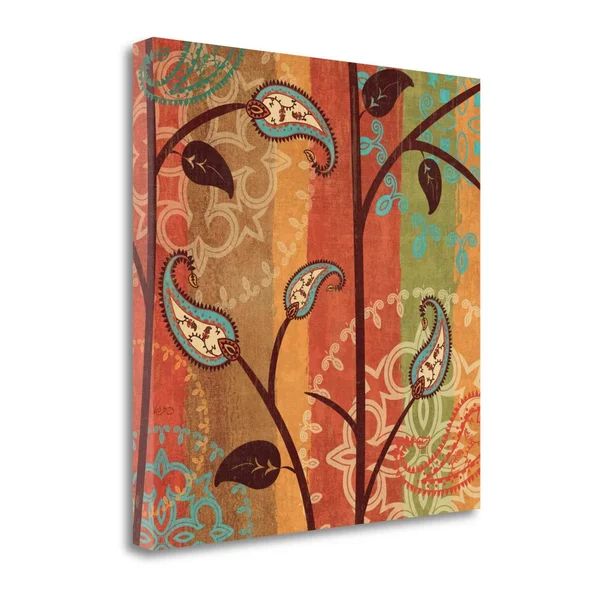 Tangletown Fine Art Paisley Garden II by Veronique Charron - Giclee Print on Wrap Canvas, 25x25x22