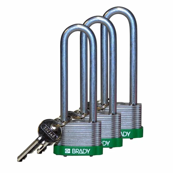 Brady 123253 Keyed Padlock, alike, 1-5/16x22w, pk3