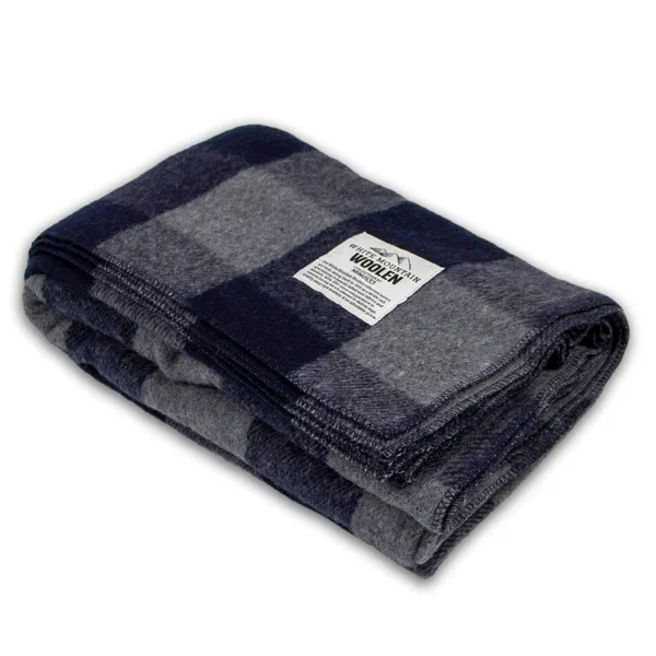 Minus33 White Mountain Woolen Camp Blanket Grey/Blue Plaid