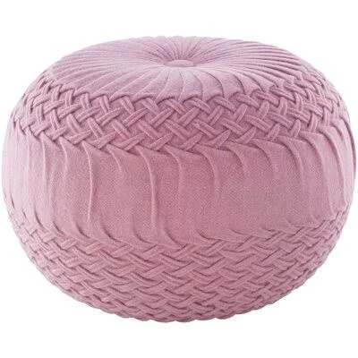 Mistana Tracy 18x22 Round Pouf Fabric: Rose Wool/Nylon