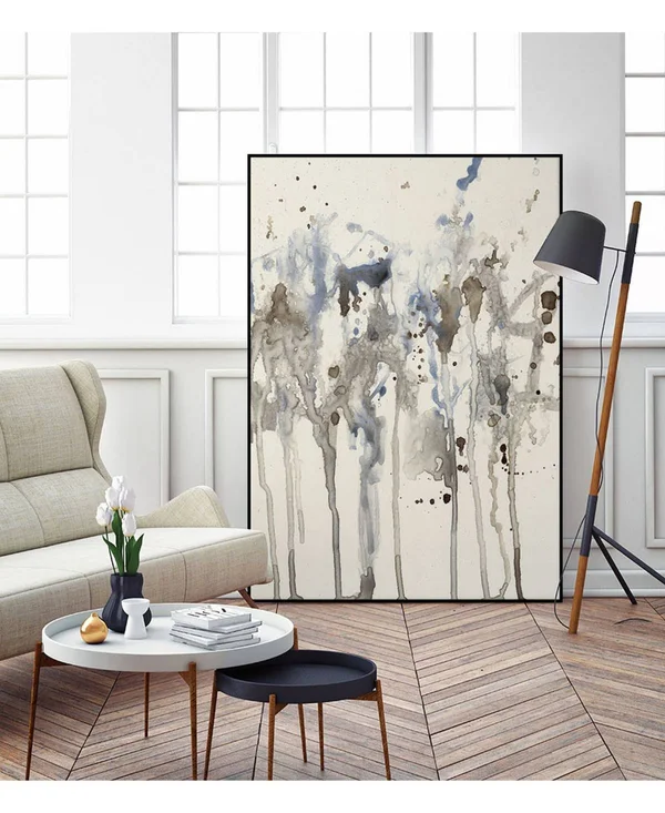 Giant Art 14x22 x 11x22 Neutral Splash I Art Block Framed Canvas - Tan