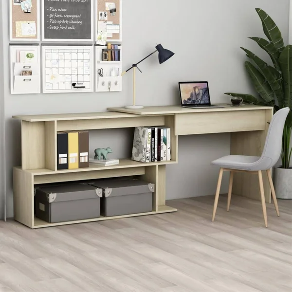 vidaXL Corner Desk Sonoma Oak 47.2x22x19.7x22x29.9x22 Chipboard