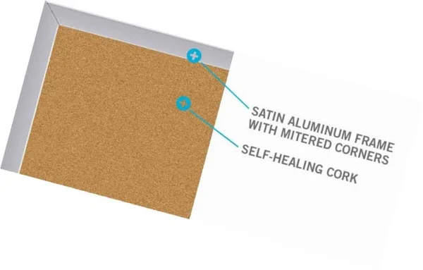 Ghent 36x22 x 60x22 Aluminum Frame 1/2x22 Premium Natural Cork Bulletin Board (05914)