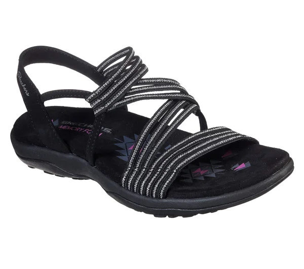 Skechers Reggae Slim - Stretch Slinky Sandals - Black, 5.0