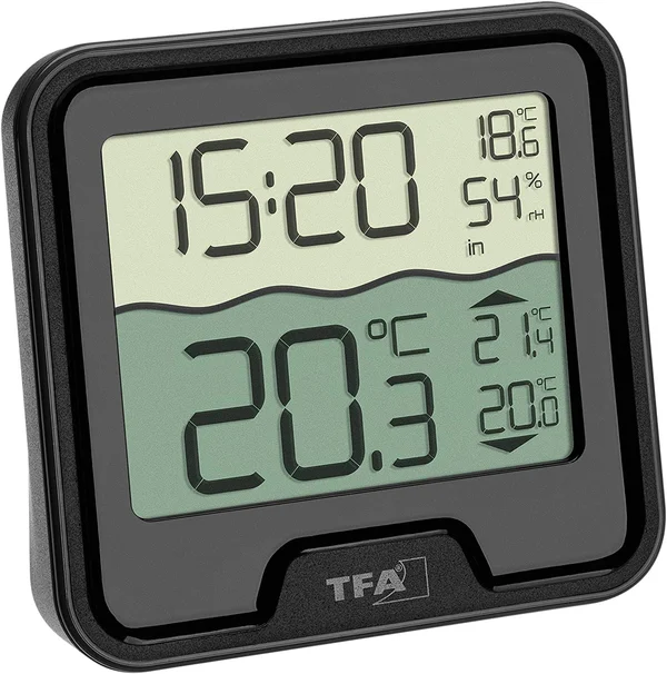 TFA Dostmann Marbella Wireless Pool Thermometer - Black, L110 x W110 x H210 mm