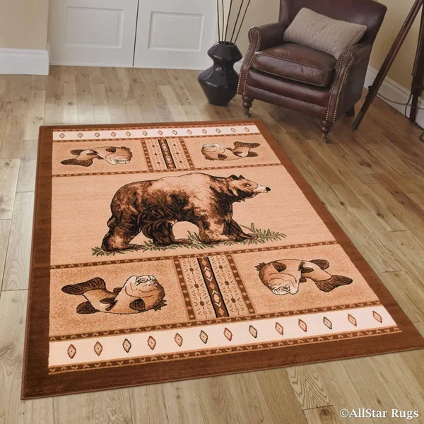 Allstar Rugs Allstar Berber Woven Soft Traditional Southwest Bear Theme Rug - 5& 2x22 x 7& 2x22