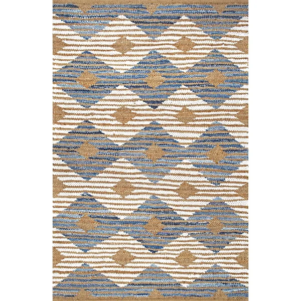 nuLOOM Ivory Handmade Braided Natural Fiber Jute Diamonds Area Rug - 2& 6x22 x 6& Runner - Off-White