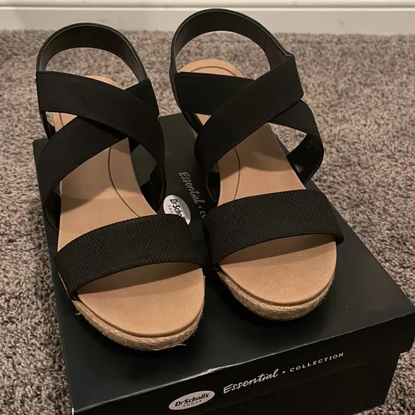 Women's Dr. Scholl&s Emerge Wedge Sandal, Size: 9.5, Black