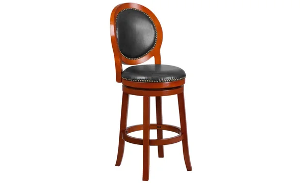 Flash Furniture Swivel Seat Wood Barstool with Walnut Leather - Cherry