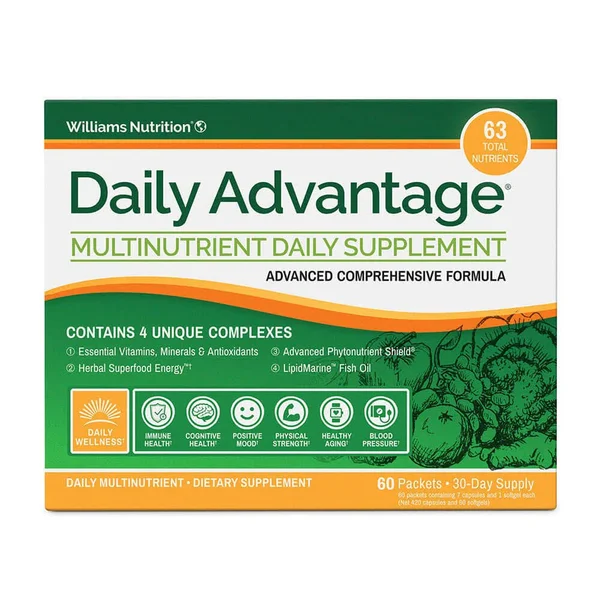 Daily Advantage Supplement Dr David Williams Multivitamin 60 Packet Multinutrien