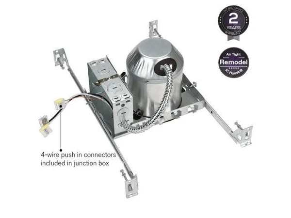 Torchstar 4 inch New Construction Recessed Housing - IC Rated Air Tight Ceiling Downlight Can, E26 Screw Base, UL-Listed, Aluminu