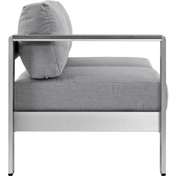 Modway Shore Left-arm Corner Sectional Outdoor Patio Aluminum Loveseat - Silver Orange