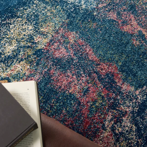 Nourison Fusion Runner RUG: 2&2x22 x 7&6x22 Blue Multi Colored