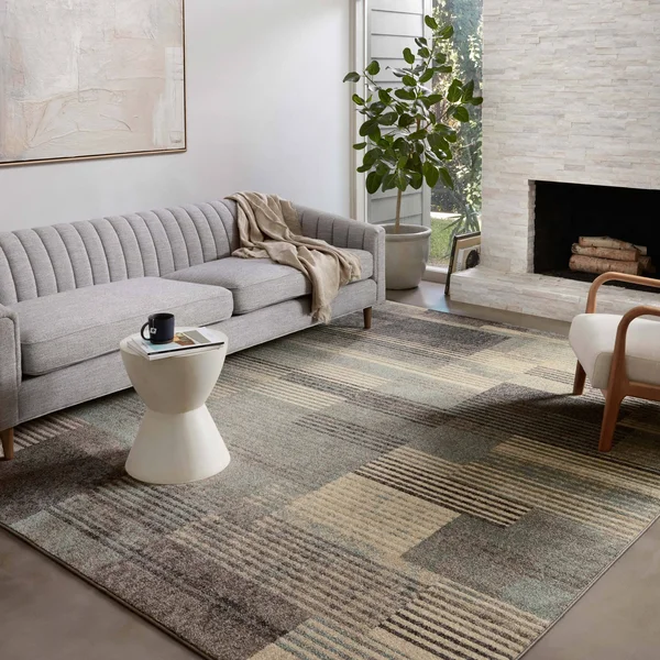 Alexander Home Bradford Modern Stripe Area Rug - 7&-10x22 x 10& - Storm - Taupe