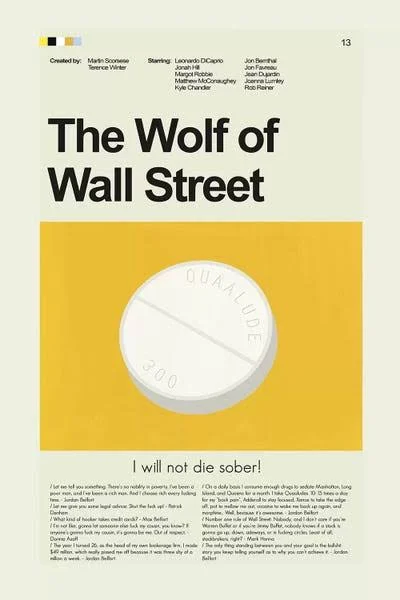 Prints and Giggles by Erin Hagerman Large 3-Piece Canvas Print - Wolf of Wall Street ( Television & Movies > Movies u003