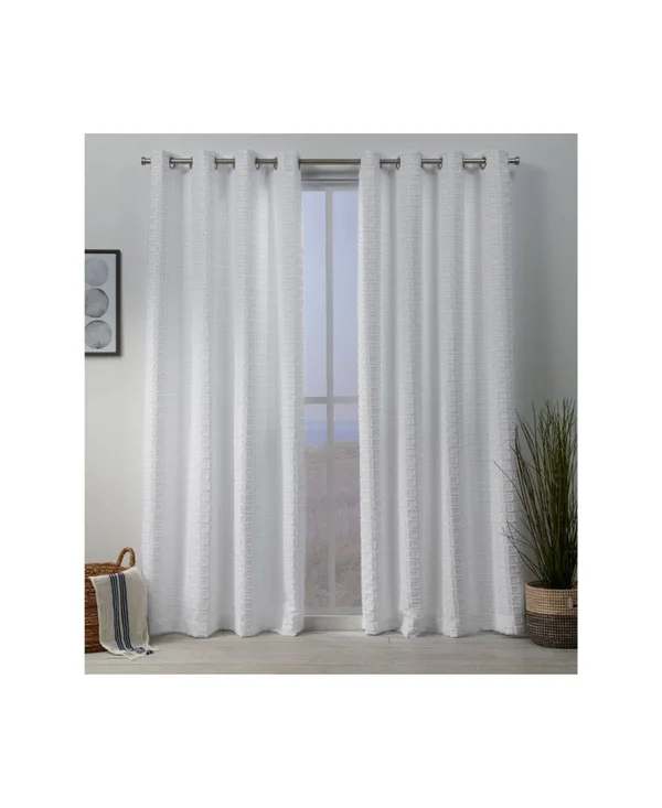 Exclusive Home Squared Grommet Top Curtain Panel Pair White
