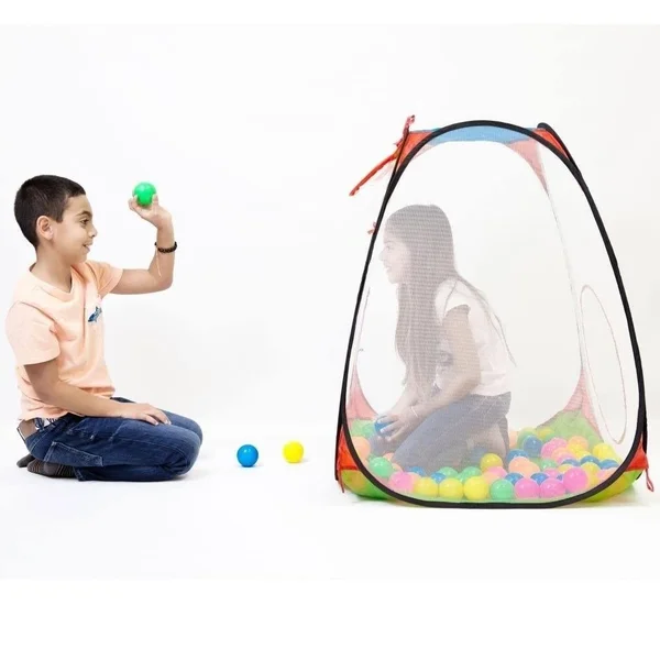 Dimple Childrens Pop Up Playhouse Tent with Set of 100 Colorful Balls Ball Pit with Basketball Hoop, for Indoor and Out