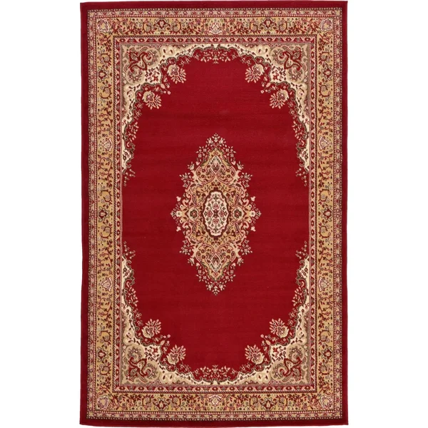 Unique Loom Washington Reza Area Rug (5& x 8& - Burgundy), Red