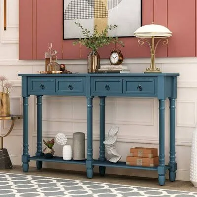 TREXM Console Table Sofa Table with Storage Console Tables for Entryway with Drawers and Shelf Rectangular Living Room Table Sol