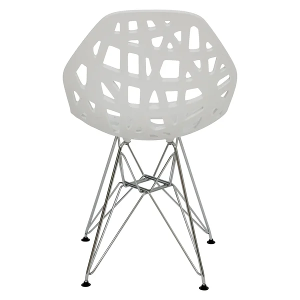 LeisureMod Akron Side Chair with Chrome Legs Akm19w, White