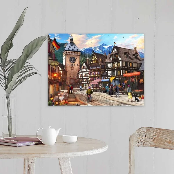 German Market Town, Canvas Wall Art, 24x18, Great Big Canvas