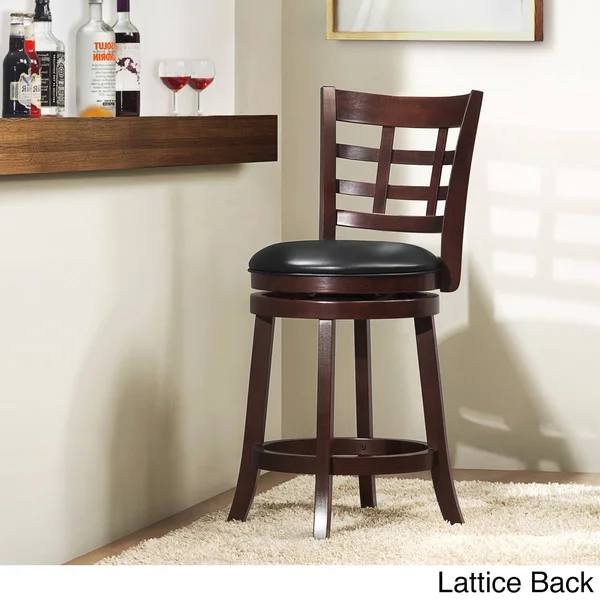 Inspire Q Verona Cherry Swivel 24-Inch High Back Counter Height Stool by Classic, Black Lattice